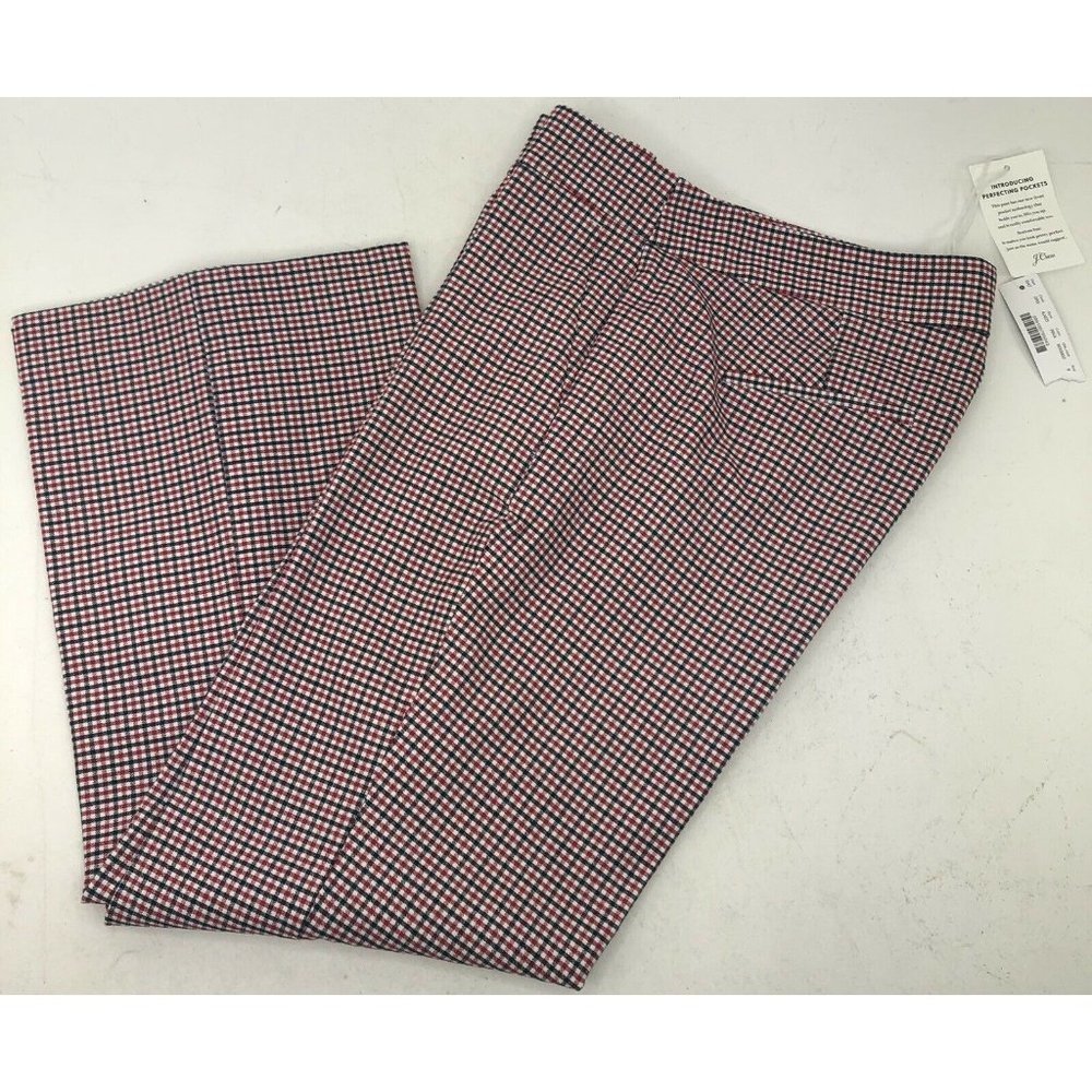 NEW J Crew Hayden Red White Blue Cotton Plaid Pant AJ425 WITH TAGS Size 6
